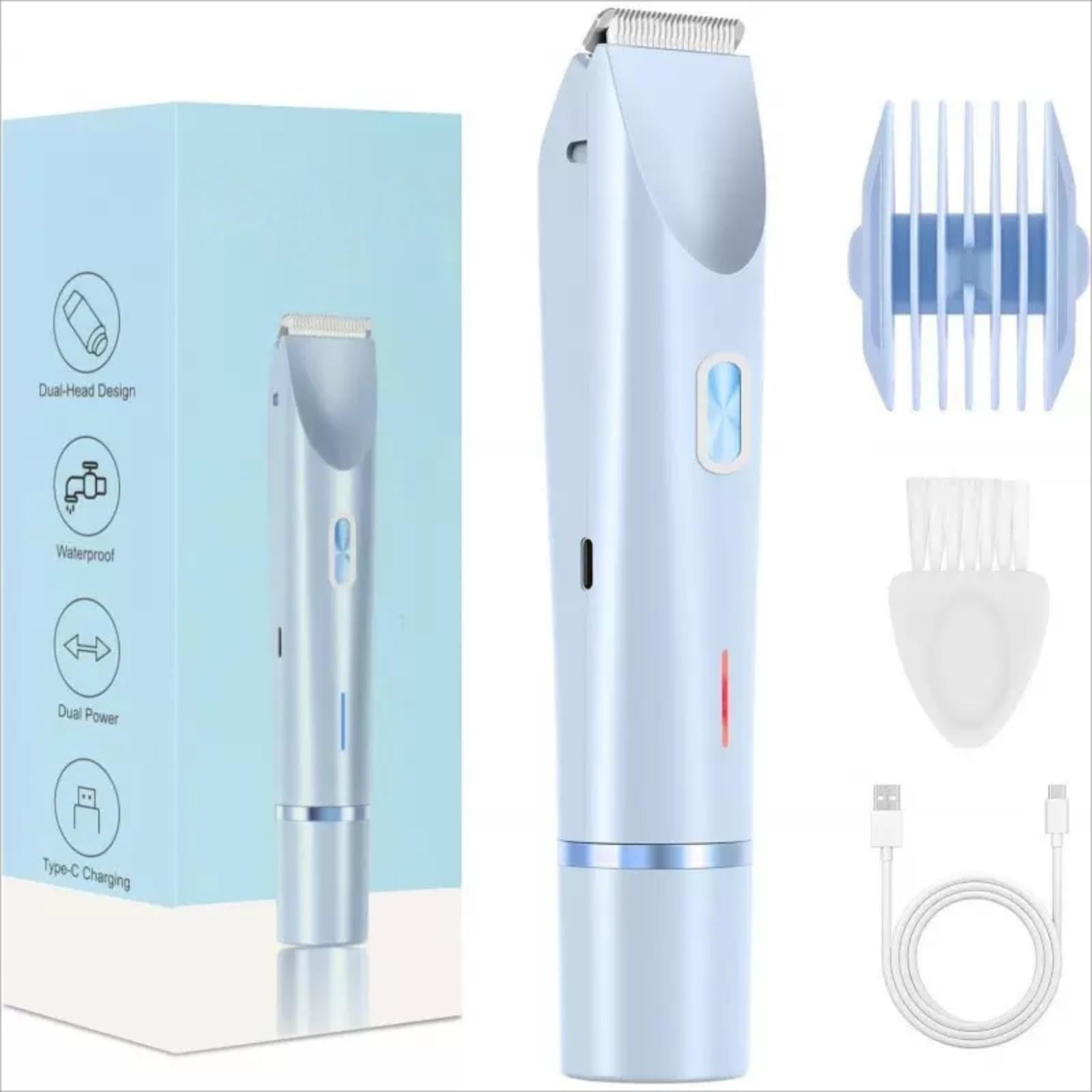 Kelya Rasoir 2 En 1 Femme, Conçu pour Chaque Partie du Corps, même les Plus Sensibles (Bleu)