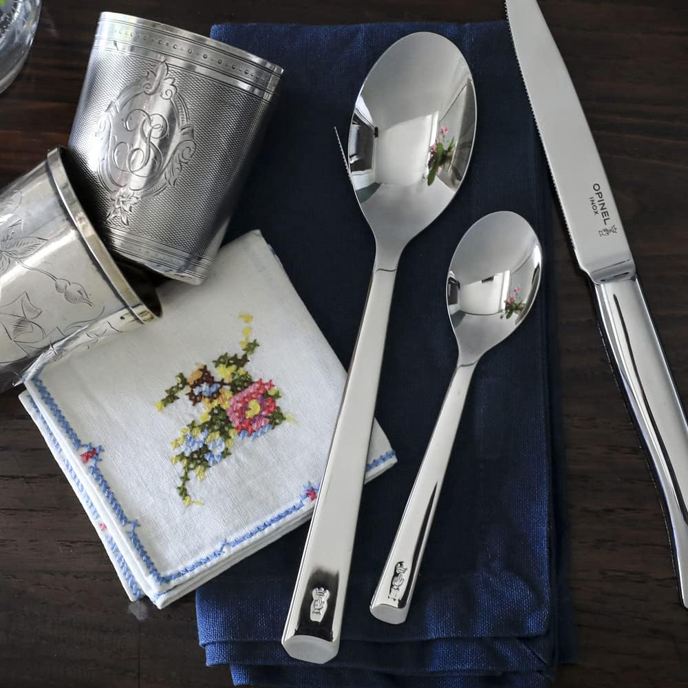 Opinel Perpétue Flatware Collection, Timeless and Elegant Stainless Steel Construction, Dishwasher Safe, Designed in France, Made in Portugal (4 Piece Table Spoon Set)