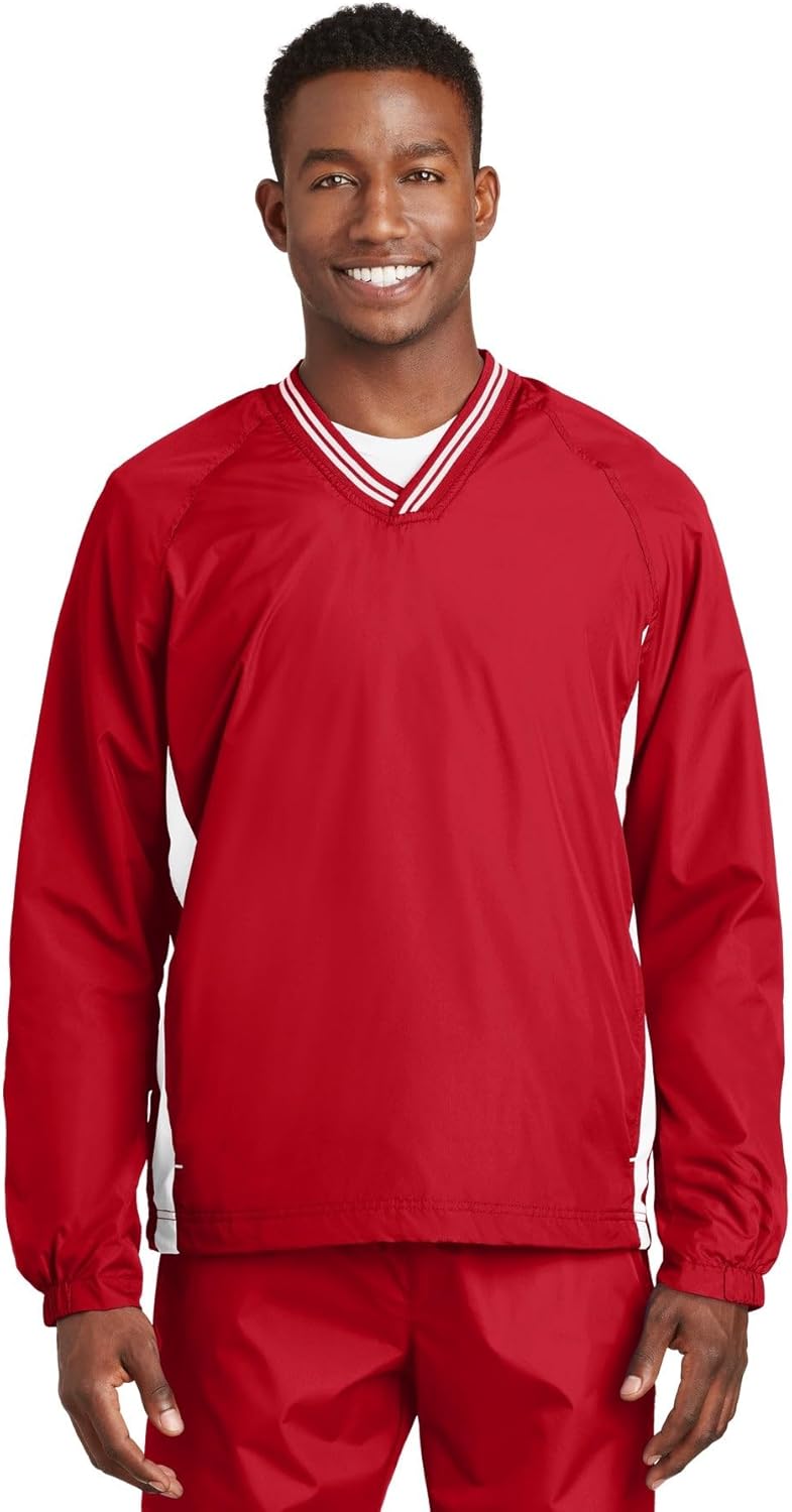 Sport-Tek® Tipped V-Neck Raglan Wind Shirt. JST62