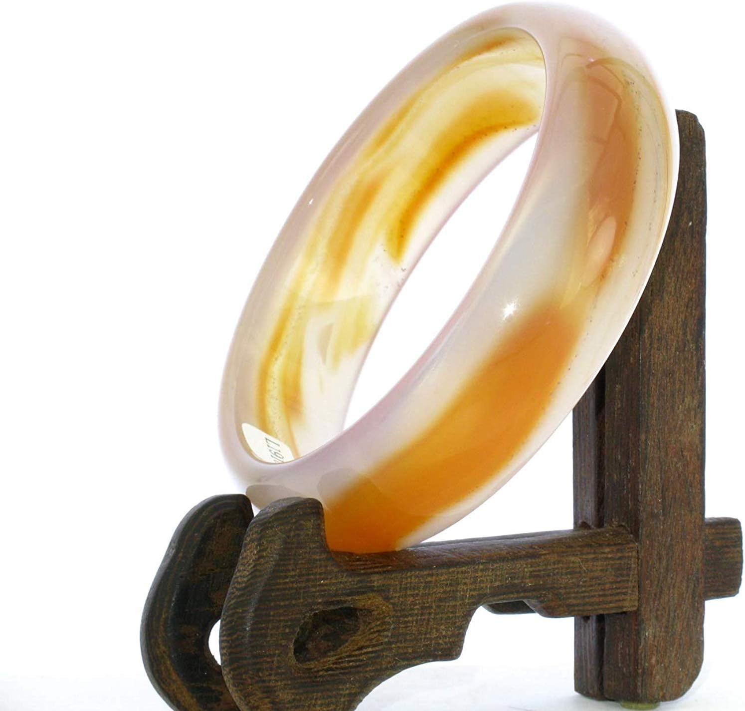 2.6" China Certified Nature Light Yellow Chalcedony Jade Women's Bangle Bracelets 6457