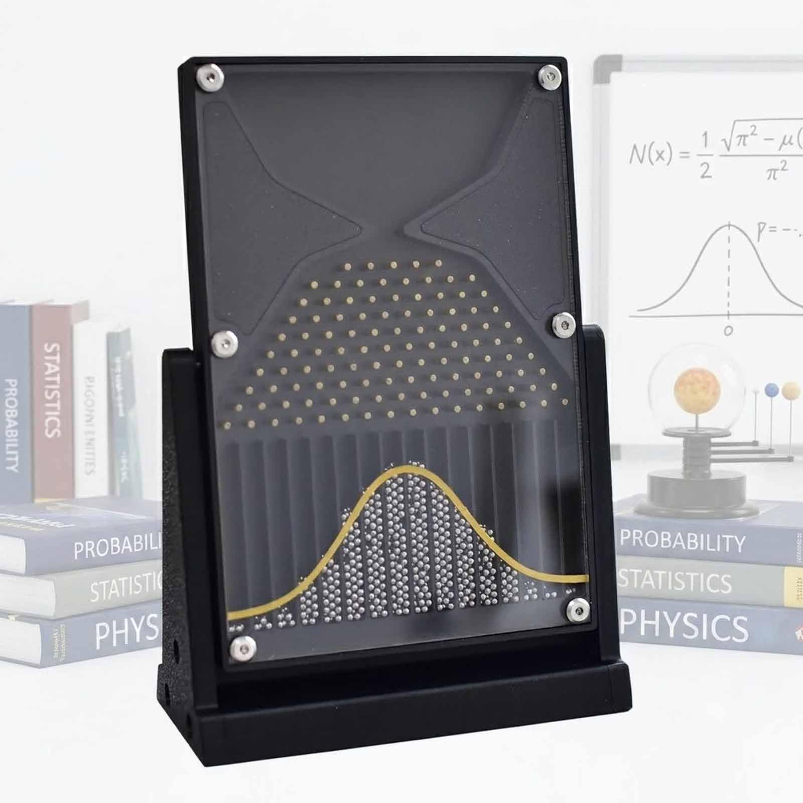 MObyat 12 * 18cm Galton Board Experiment Model, Probability Teaching Demonstration With Red Curve, Normal Distribution Demonstrator, For Physical School Laboratory Teaching black