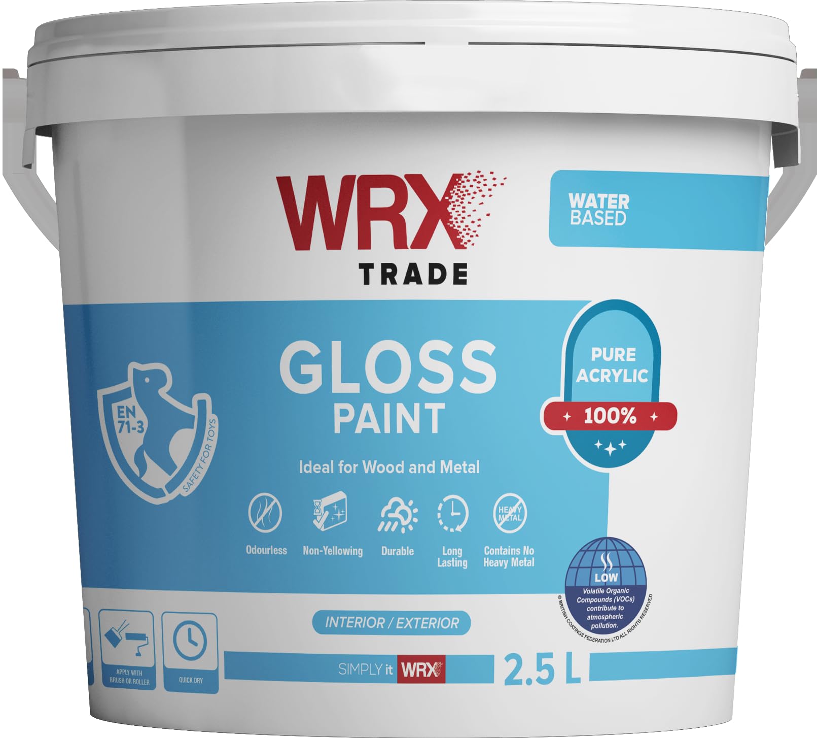 Akcali Whiye Wrx Trade Gloss Paint - Water Based - Brilliant White (2.5 Lt.)