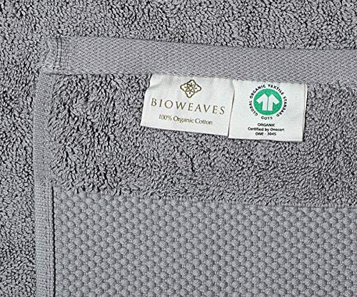 Bioweaves 100% Organic Cotton 700 Gsm Plush 6-Piece Towel Set Gots Certified, 2 Bath Towels, 2 Hand Towels & 2 Washcloths - Light Grey #TOP2