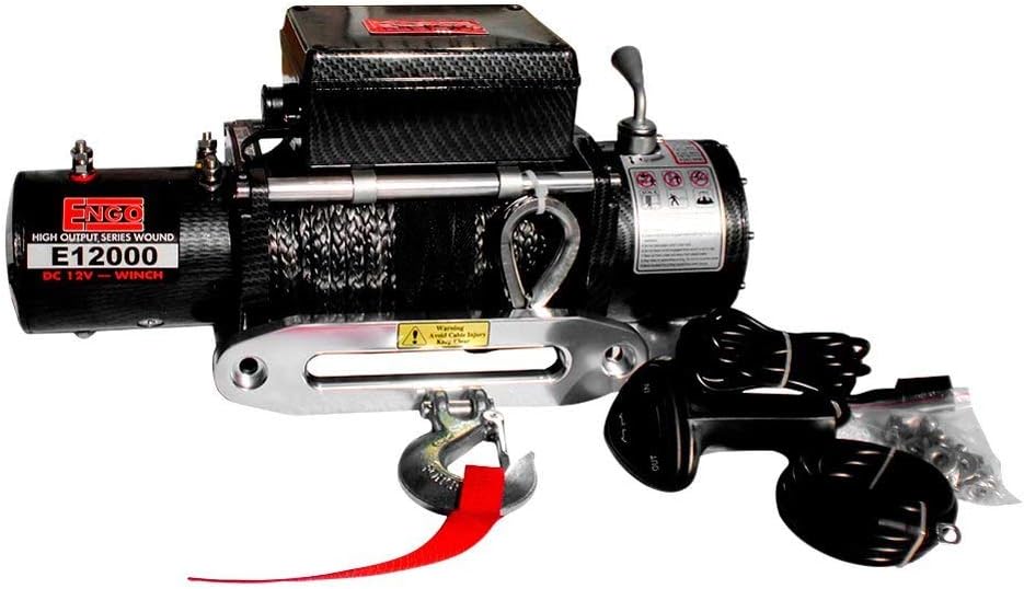 Engo 12,000 Lb. (5443Kg) 12 Volt Electric Winch with Synthetic Rope(Premium Finish)
