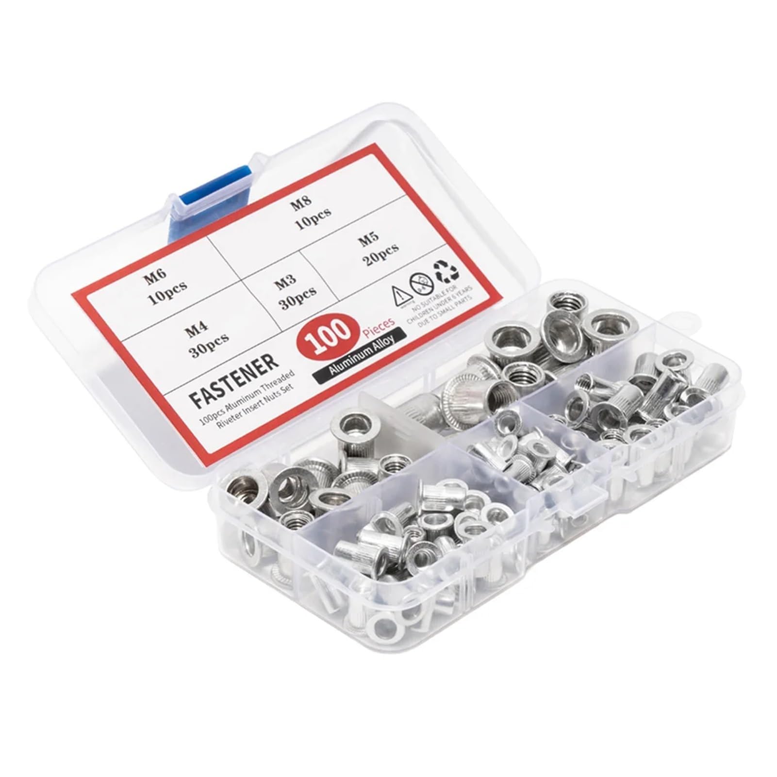 Aluminum Rivet Nut Kit Metric Rivnut Nutsert Assort M3 M4 M5 M6 M8 Pack 100pcs