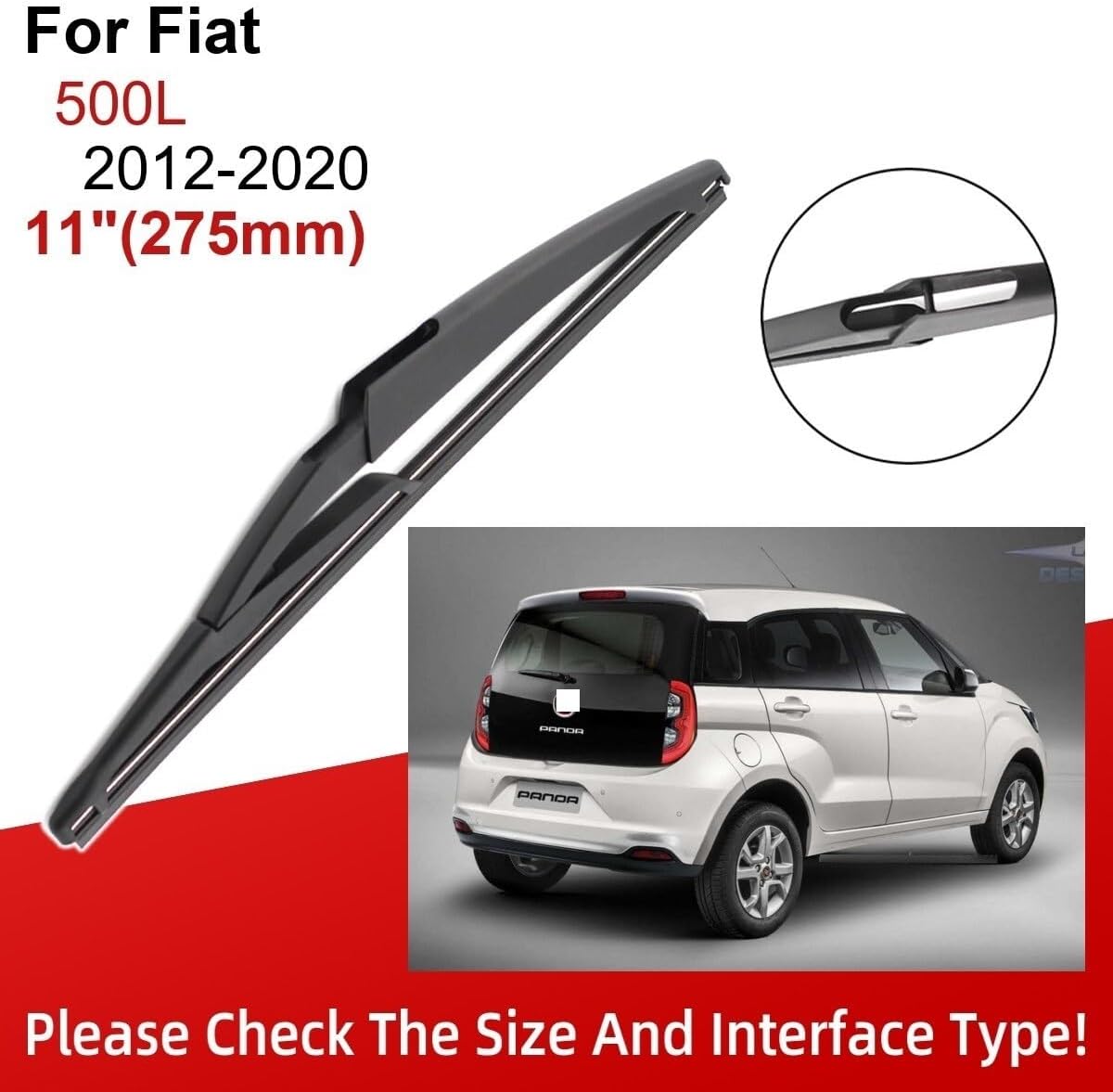 Compatible with Fiat 500L 2012-2020 26"+15"+11" Front Rear Wiper Blades Brushes Cutter Accessories 2013 2014 2015 2016 2017 2018 2019 2020