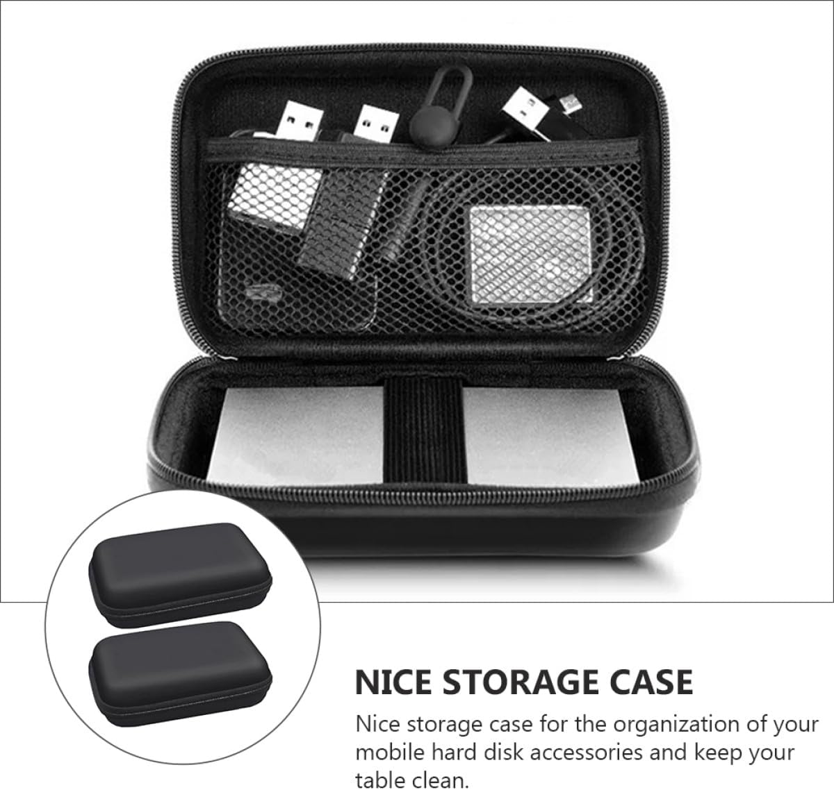2pcs Eva Digital Accessory Bags Shockproof Mobile Hard Drive Cases Portable Electronics Storage Pouch for Travel and Daily Use Black 12x10x4cm