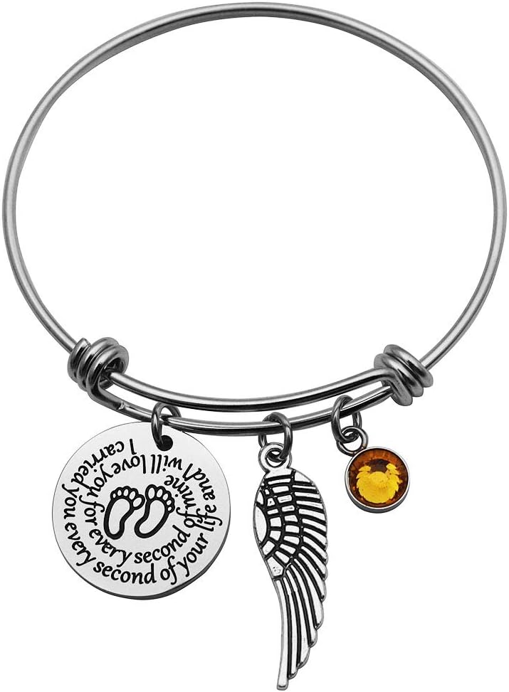Eilygen Sympathy Gift I Carried You Every Second of Your Life and I Will Love You for Every Second of Mine Expandable Wire Bangle Bracelets Miscarriage Remembrance Bracelet Infant Loss Jewelry