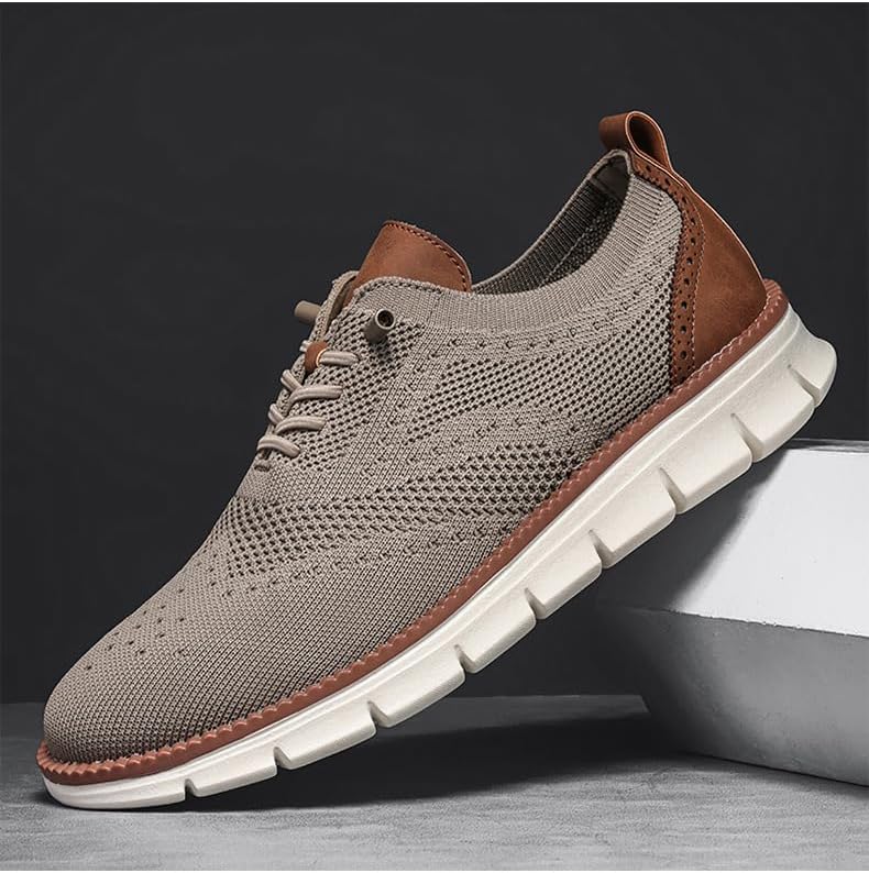 Breeze Shoes for Men Casual Business Oxford Shoes Lace-Up Breathable Comfort Soft Sole Work Sneakers Mesh Footwear Tennis Walking Shoe Fashion Sneakers Daily Commute