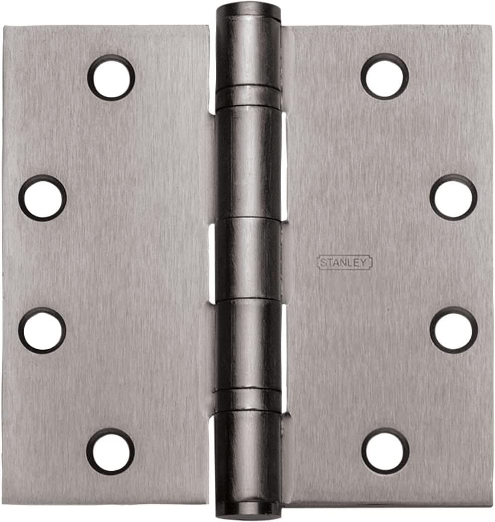 Stanley Security FBB179426D 4" x 4" Steel Full Mortise Ball Bearing Standard Weight Square Corner Hinge # 068261 Satin Chrome Finish