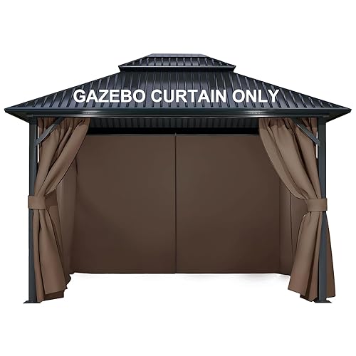 COWVIE 4-Panel 10' x 12' Gazebo Replacement Curtains, Patio Privacy