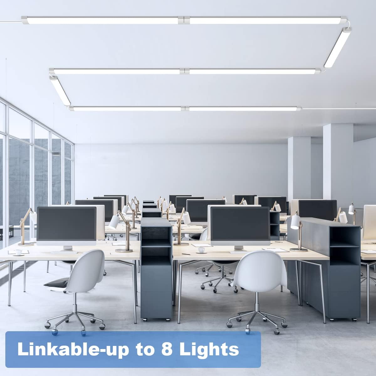 Led Garage Light 5FT Shop Lighting Fixture with Plug in Cord,Waterproof LED Lights 5000K Under Cabinet Lighting Tube Lights 45W for Kitchen Bathroom Workbench