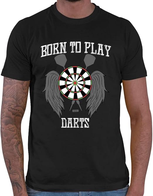 HARIZ Herren TShirt Born to Play Darts Dart Sprüche Dartscheibe