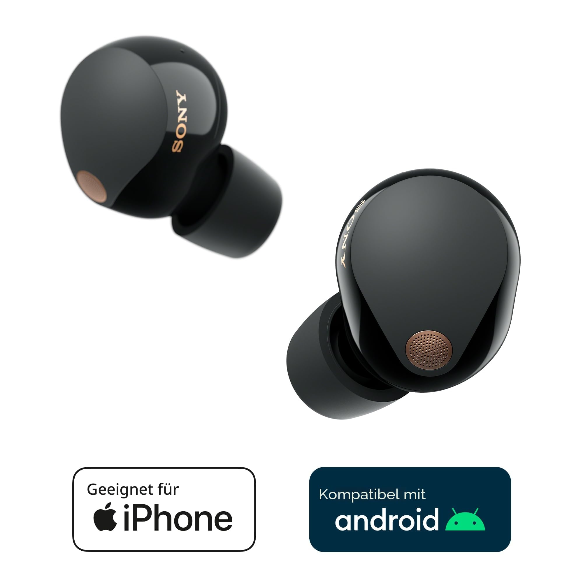 Sony WF-1000XM5 Kabellose Noise Cancelling Kopfhörer, Bluetooth, In-Ear-Kopfhörer, Mikrofon, bis zu 24 Stunden Akkulaufzeit, Schnellladefunktion, IPX4, iOS & Android kompatibel - Schwarz, klein