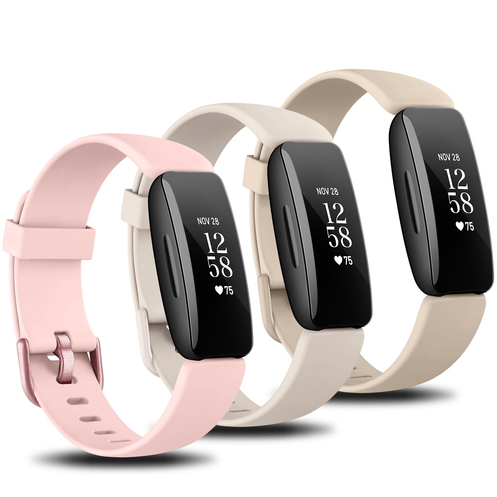Zoye 3 Pack Silicone Straps Compatible with Fitbit Inspire 2 Straps Women Men Kids, Adjustable Wristbands Sports Replacement for fitbit Inspire 2 (Pack F)