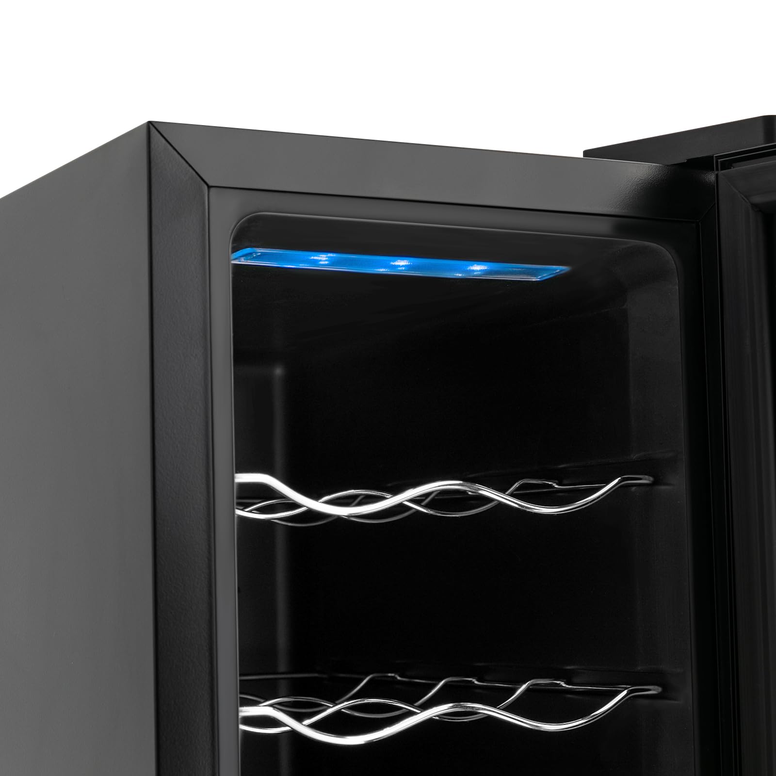 Enfriador de vino de 8 botellas, enfriador de vino negro, pequeño enfriador de vino de cocina, pantalla LED precisa, panel táctil, termoeléctrico silencioso, regalo perfecto para los amantes del vino