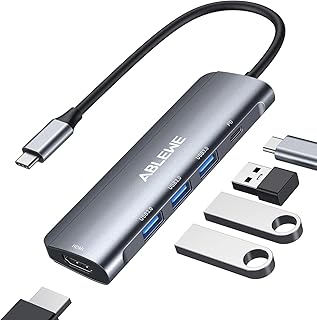 USB C Hub, ABLEWE USB C to HDMI Multiport Adapter, Thunderbolt 3 to HDMI Hub with 4K HDMI, 3*USB 3.0 and 100W PD Charging Adapter for MacBook Pro/Air 2020, iPad Pro/Chromebook/Pixelbook/XPS/Surface