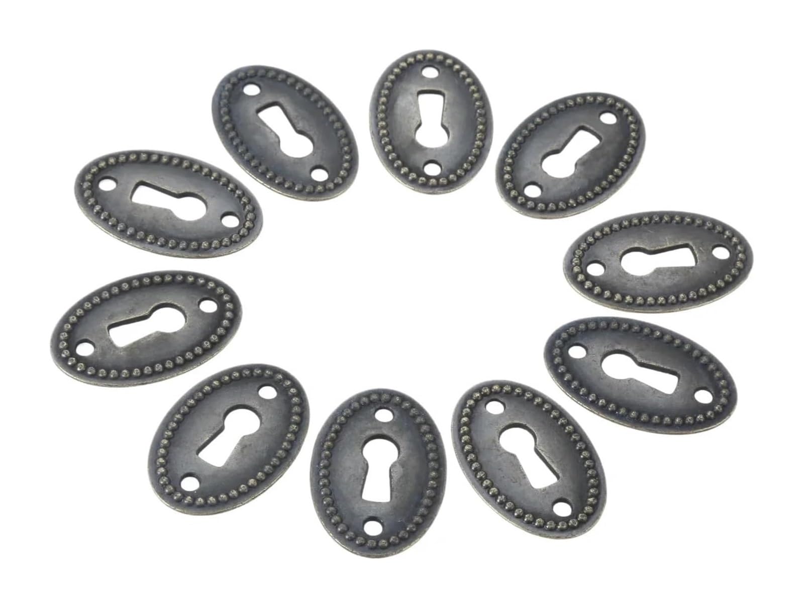 Antique Bronze Oval Hollow Pattern Keyhole Cover 10-Piece