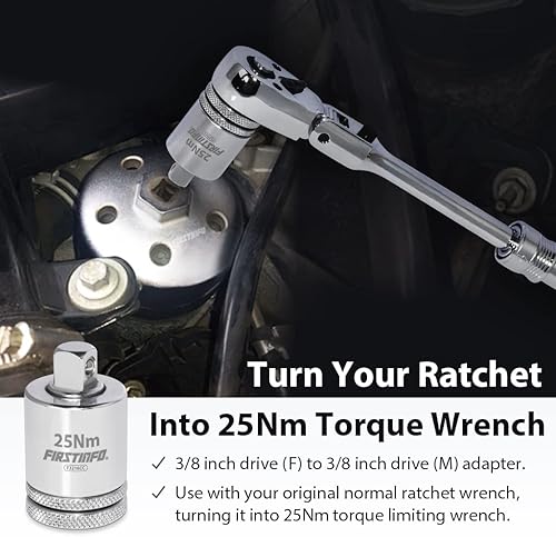 Miniatura 2 de FIRSTINFO F3216CC - Llave de tapa de filtro de aceite de motor de 25 Nm, adaptador limitado de par de torsión, gira la llave de trinquete