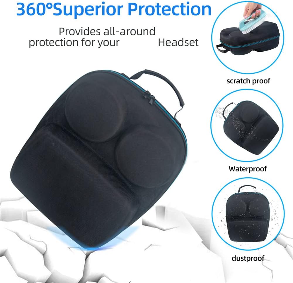 Carrying Case Compatible for PS5 VR2/PS VR2, Hard Travel Case Protective Storage Bag Box for VR Gaming Accessories Shockproof Double Zipper Cover Case Protector (Only Case)