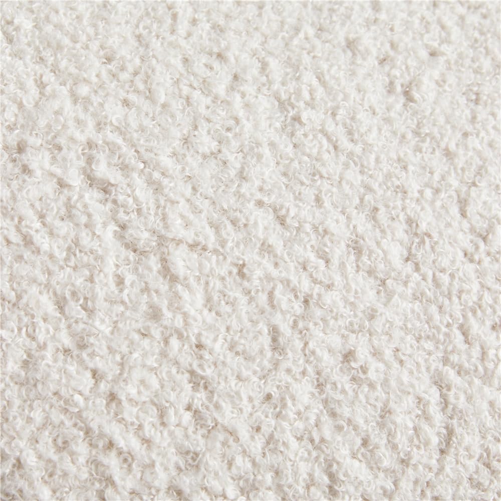 Yaheetech Butaca de Salón Tapizado en Bouclé Sillón Individual con Respaldo Acolchado y Reposabrazos de Madera Maciza Sofá Individual Ergonómico Soporte 136 kg Blanco