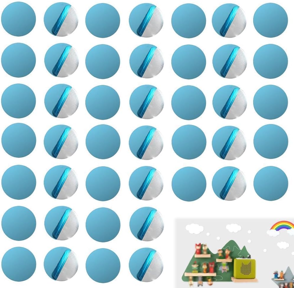Stainless Steel Metal Plates for Tonie Figure Shelf,100PCS Ultra-Thin Adhesive Discs for Displaying Children’s Audio Characters, DIY Wall Storage Decorate Children's Room