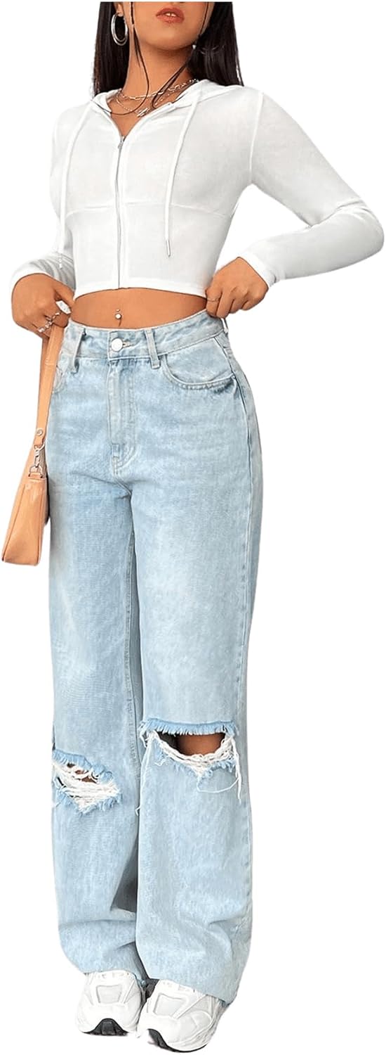 Women's Zip Up Hoodie Cropped Sweatshirt Y2K Crop Tops Fall Outfits 2024 Trendy Casual Jackets - Image 4