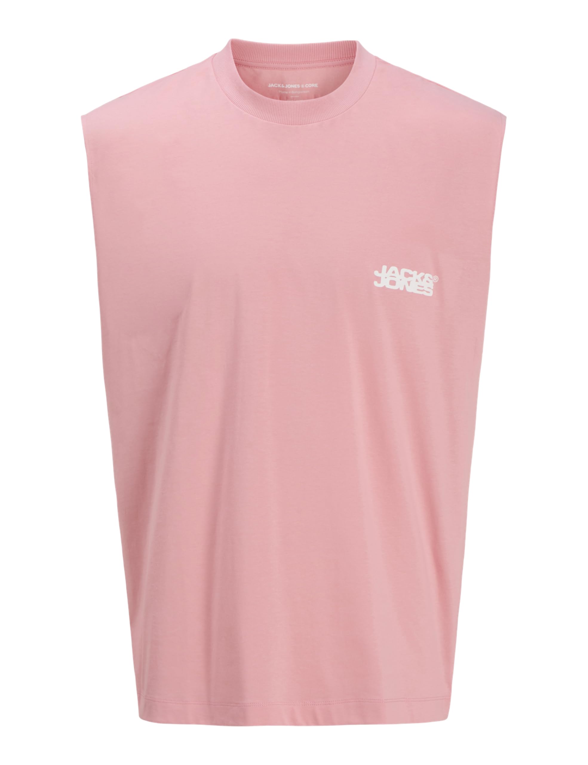 JACK & JONES Men's Jcosago Graphic Back Sleeveless Tee, Pink Icing, S