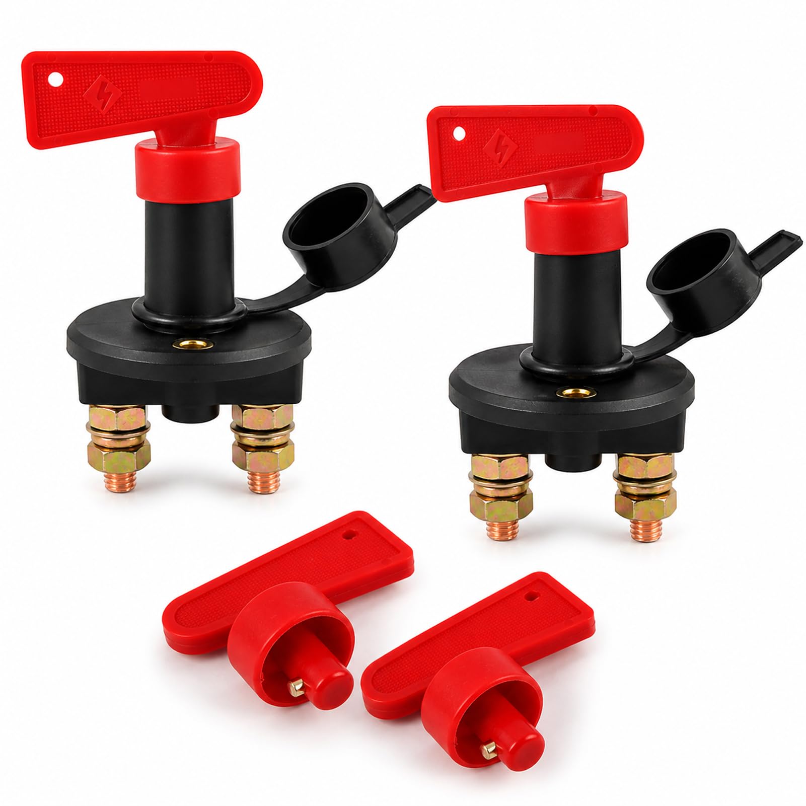 2 Pièces 12V Isolateur Interrupteur de Batterie avec Clés, Coupe Circuit Batterie 200A, Isolateur de Batterie pour Voiture, Bateau, Camping-Car, Coupée Power Kill Switch (2)