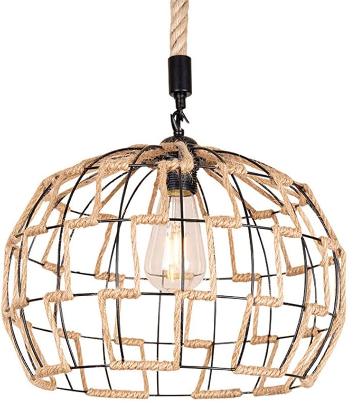 GERAGUR Bar Kroonluchter Lampenkappen Retro Industriële Hanglamp metalen Handgeweven Eilandverlichting Coffeeshop Creatieve Decoratieve Verlichting E27/E26 Plafondverlichtingsarmatuur enkele Kop