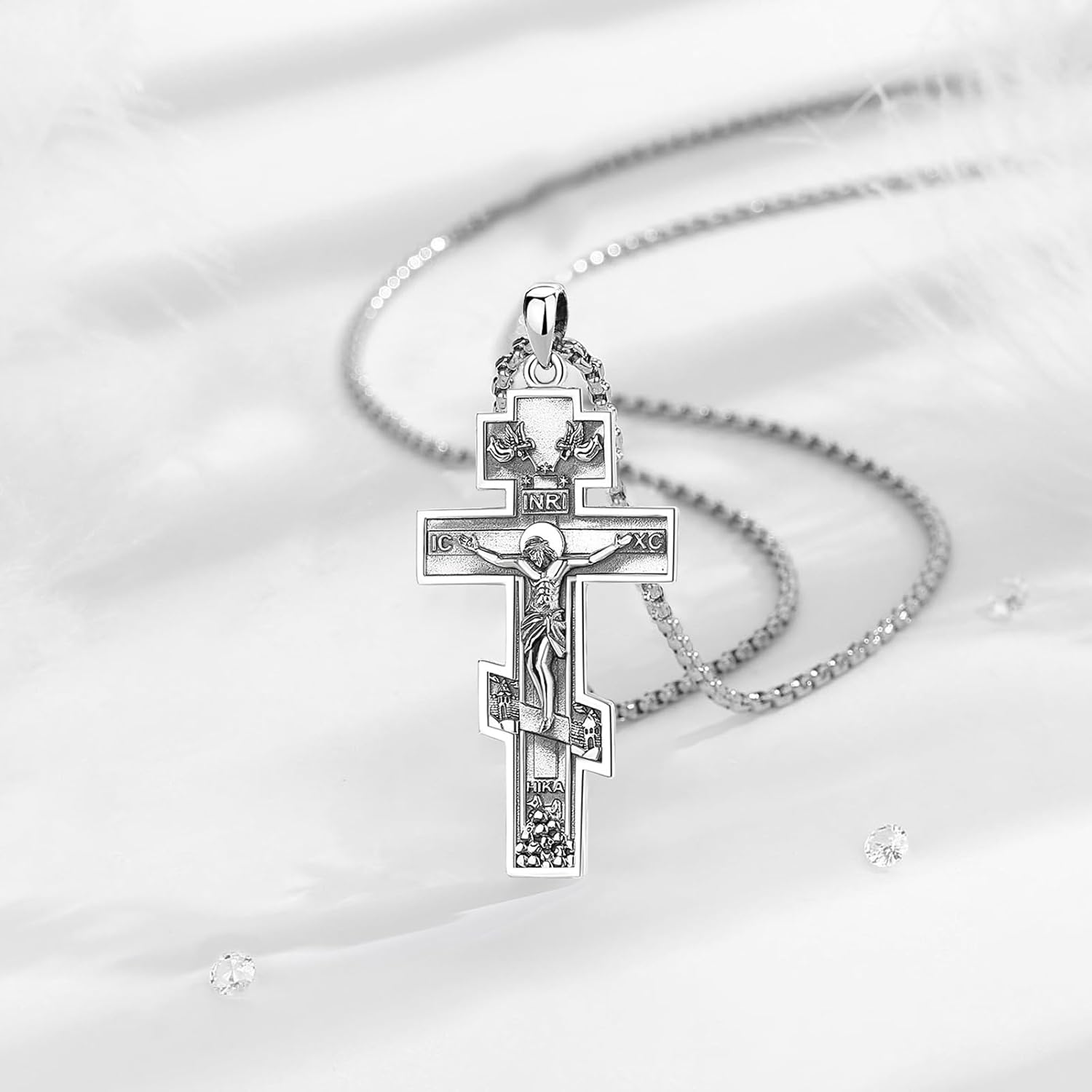 AEONSLOVE 925 Sterling Silver Saint Benedict/St Michael/Cruz de Caravaca Pendant Necklace Religious Gifts for Women Men - Image 2