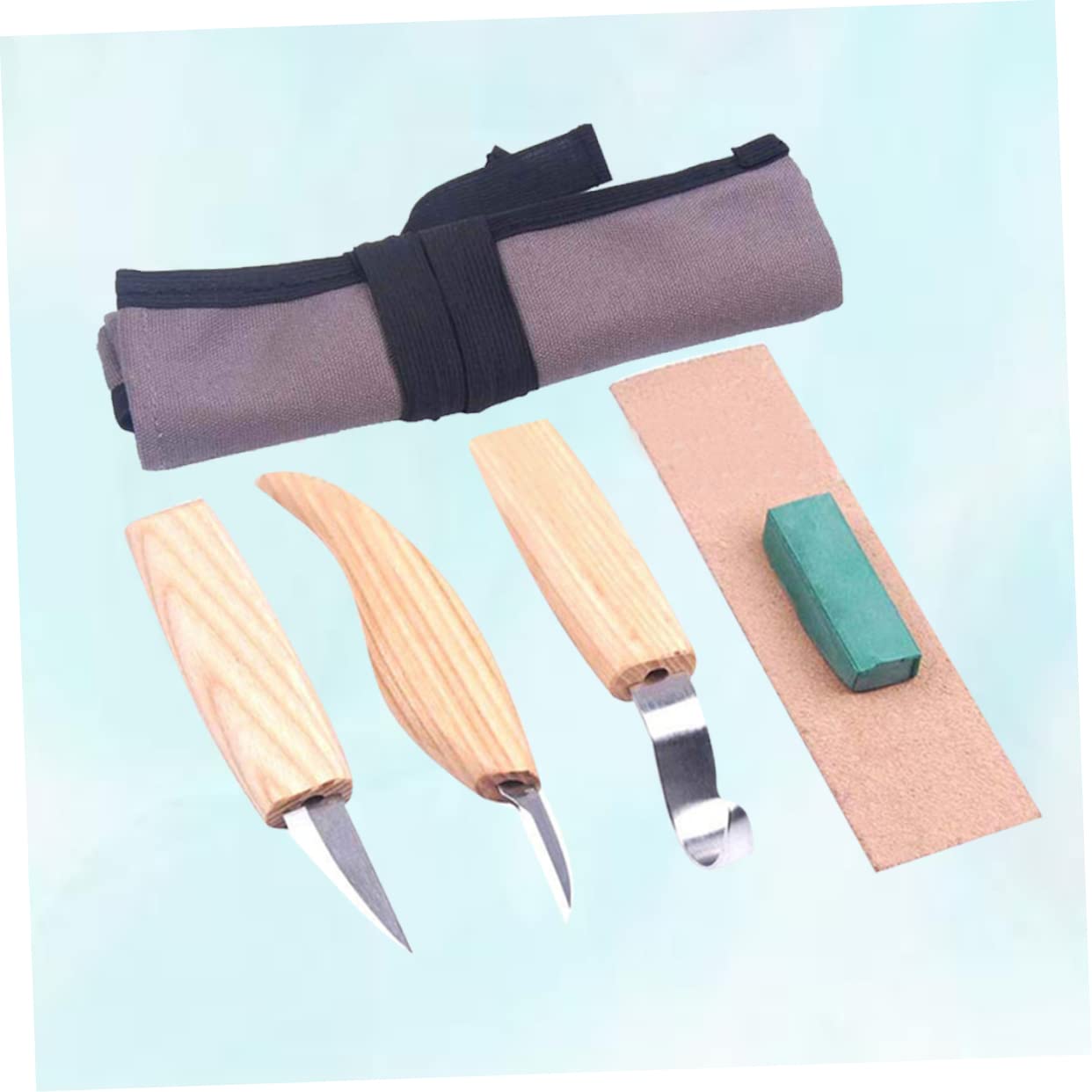 SEWACC 5Pcs Wood Carving Kit Set Sharp Edged Hand Carving Chisel Tools for DIY Projects Includes Grey Bag Precision Woodworking Gouges for Craftsmen and Hobbyists