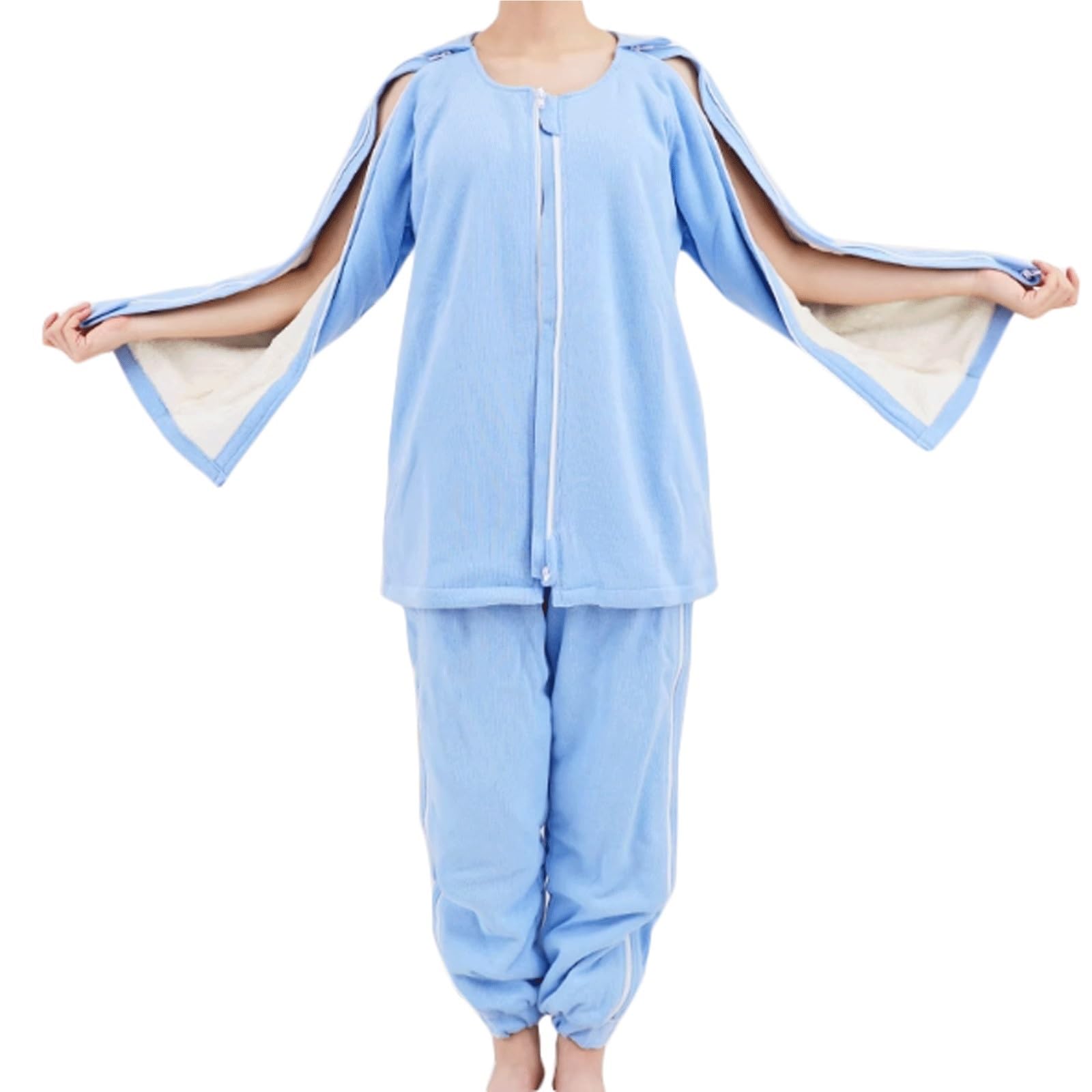 Pijamas sin espalda for ancianos postrados en cama, ropa de rehabilitación for pacientes invierno engrosada, conveniente for el cuidado Exfoliantes Suaves(Large)