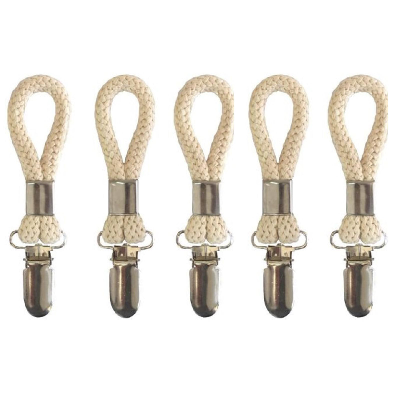 5PCS Towel Clips - Tea Towel Clips - Towel Clips for Hanging - Cotton Towel Clips for Kitchen Bathroom (White)