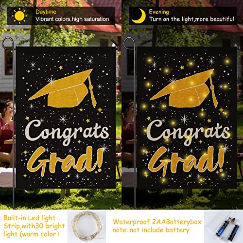 Tuparka Congrats Grad Garden Flag Led Lighted Graduation Flag 2023 Outdoor Yard Decoration 12.5 X 18 Inch #TOP3