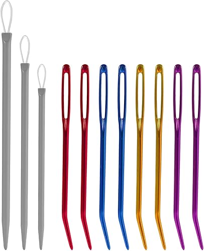 11 agujas romas de ojo grande, 8 agujas de tapiz dobladas, 3 agujas de hilo blanco para tejer ganchillo agujas de macramé para coser a mano