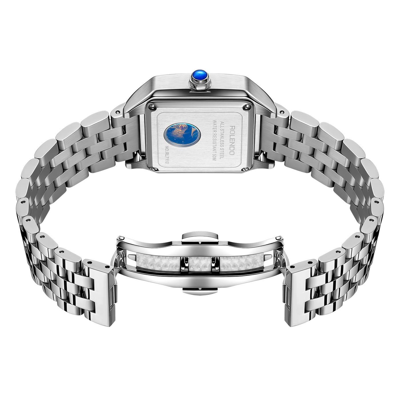 Uhr Damen Automatik, Watches for Women Rechteckiges mit Diamanten, Römisches Zifferblatt, Saphirkrone und 316L Edelstahlband - Armbanduhr Damen für Geschäfts und Lässige