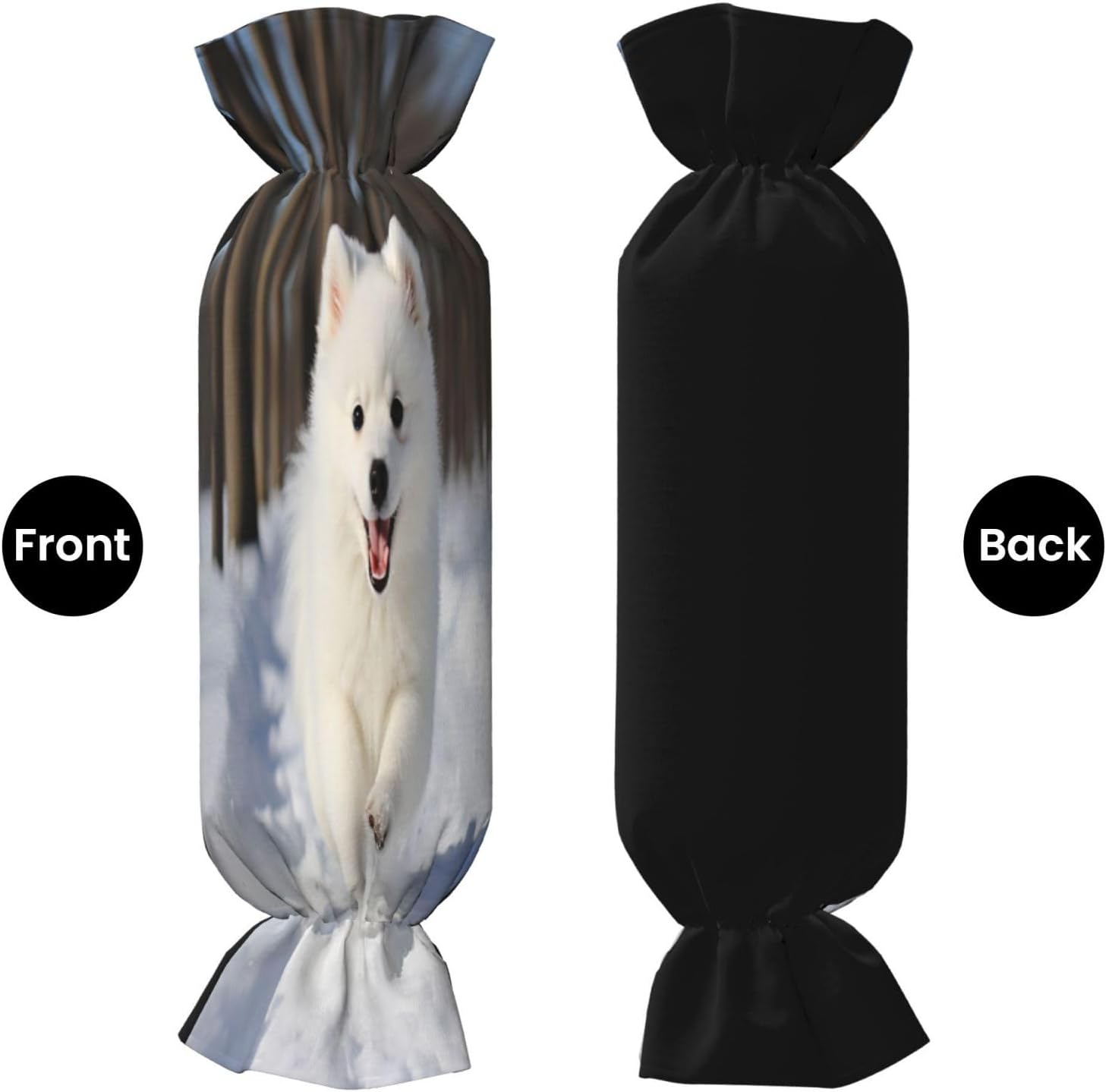 Running Samoyed Cylindrical Pillow-Premium Bed Pillows, Side Sleeper Neck Support, Decorative Candy Design, Soft and Durable