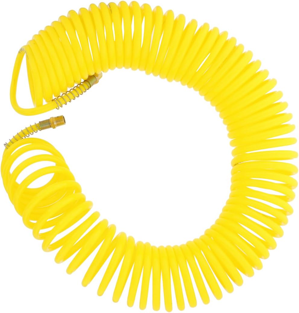 ABN Recoil Hose, 1/4in x 50ft – Portable Polyurethane Coil Hose for Air Compressor, Nailer, Sprayer, Staple Gun