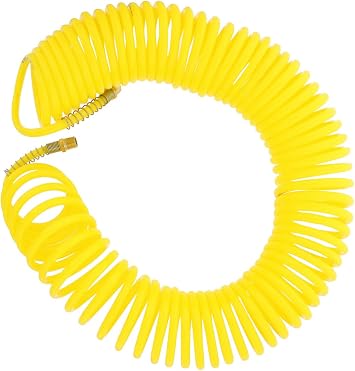 ABN Recoil Hose, 1/4in x 50ft Portable Polyurethane Coil Hose for Air Compressor, Nailer, Sprayer, Staple Gun