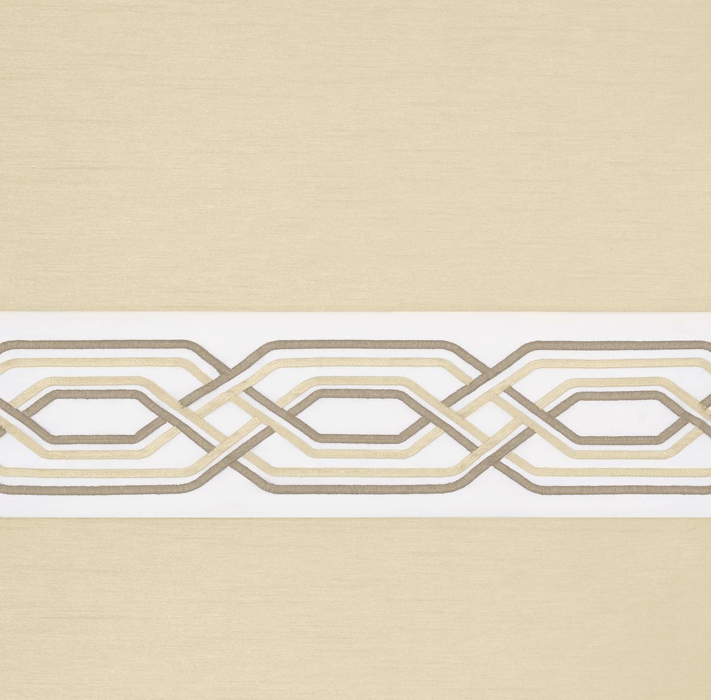 ACHIM Paige Window Curtain Valance - 55 Width, 13 Length, 1.5 Inch Rod Pocket - Tan - Ultra-Soft Light Filtering Fabric with Geometric Embroidered Pattern & Machine Washable Home Decor