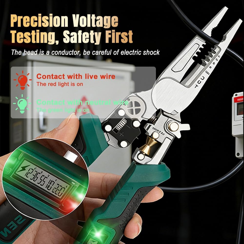 8 In 1 Wire Stripper Twister, 2026 New 8 In 1 Wire Stripper with Voltage Tester, Portable Wire Cutting Pliers for Home Repair, Professional Electrician Tool for Technicians (1)