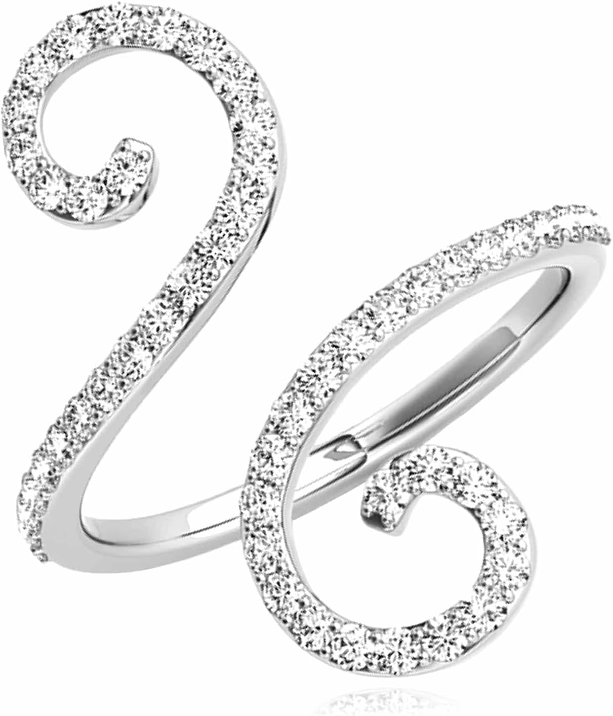 WJD Exclusives 0.50CTW Natural Diamond 14K White Gold Open Swirl Stackable Ring