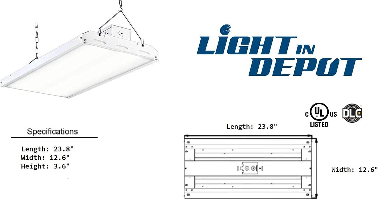 🔥 Cashback up to 70% Light in Depot 2ft LED Commercial 110w High Bay Light 5000K 14410Lumen (250w400wMH Equal) Shop Light, AC20-277v,Warehouse Aisle Area Light,Garage,0-10V Dimming,UL/DLC Premium Complied (110w, 1)