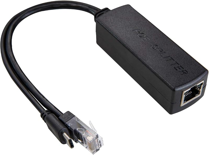 UCTRONICS PoE Splitter USB-C 5V - Adaptador activo PoE a USB-C, compatible con IEEE 802.3af para Raspberry Pi 4, Google WiFi, cámaras de seguridad y más