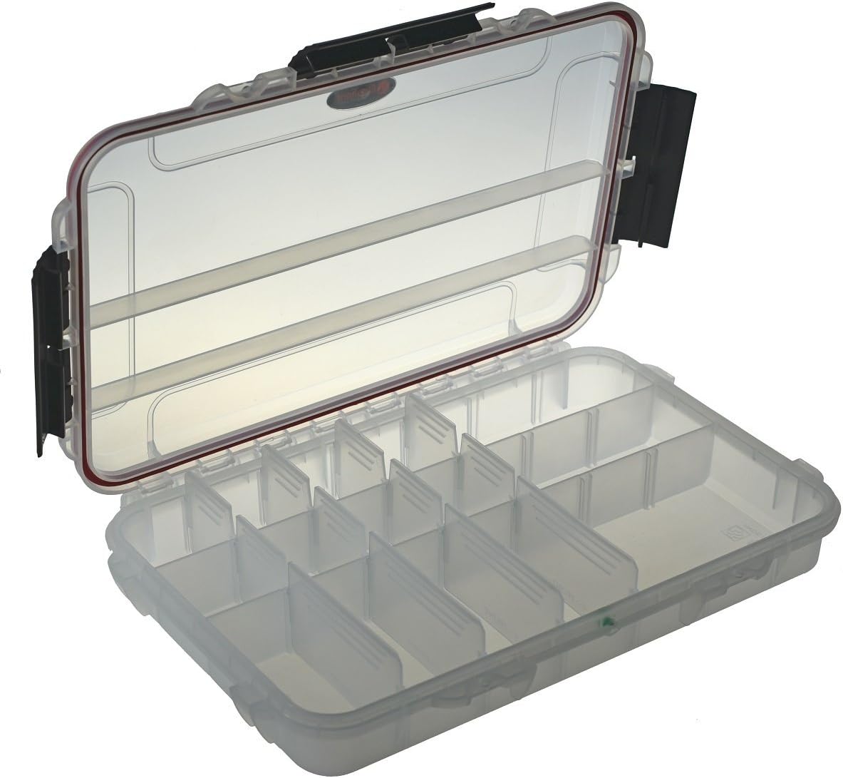 Elephant Cases Large Clear Waterproof Stowaway Tackle Box EL012CT Utility Case with Adjustable Dividers and Built in Pressure Equalization Valve