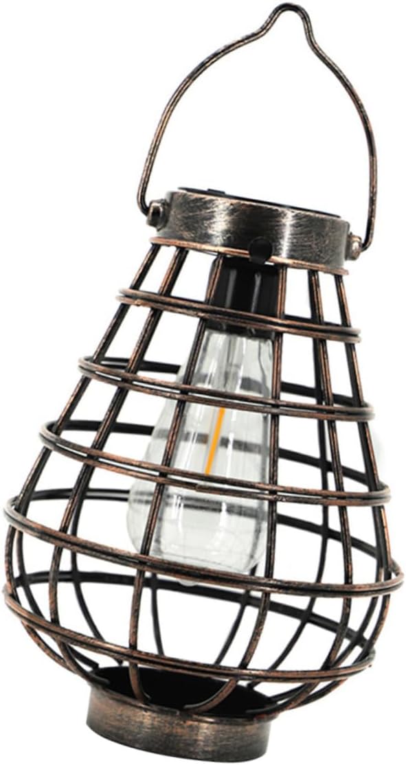 Garden Decor Lantern Solar-Powered Light Iron Craft Landscape Light for Outdoor Balcony Patio