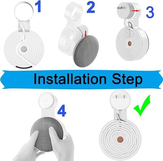honecumi Wall Mount for Google Nest Mini (2nd Generation) Audio | Bracket Wall Mount Stand Holder for Google Nest Mini Speaker Assistant, Cable Management Space Saving Socket Stand- Elegant White