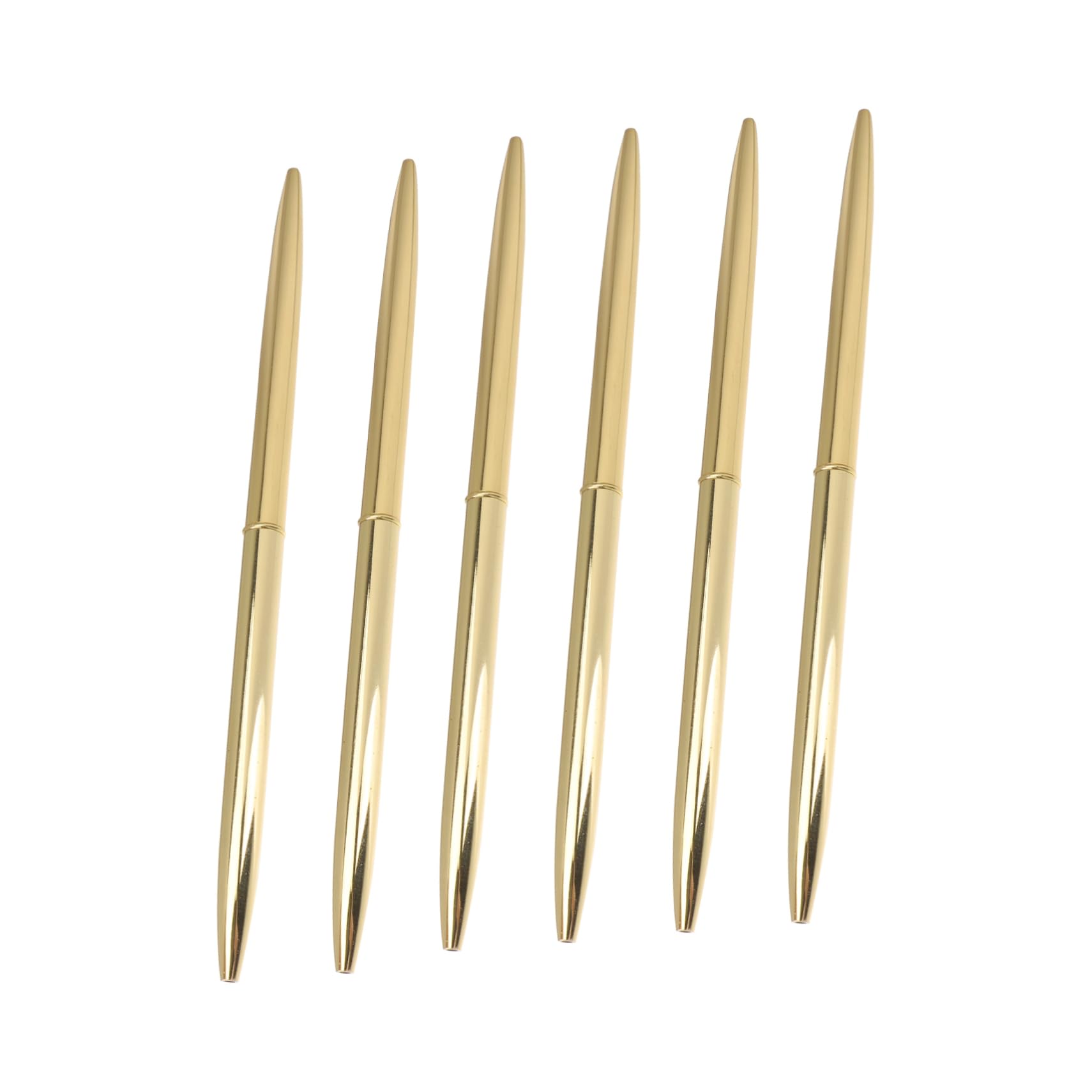 Lot De 6 Stylos à Bille Métal 1mm - Encre Noire, Finition Dorée