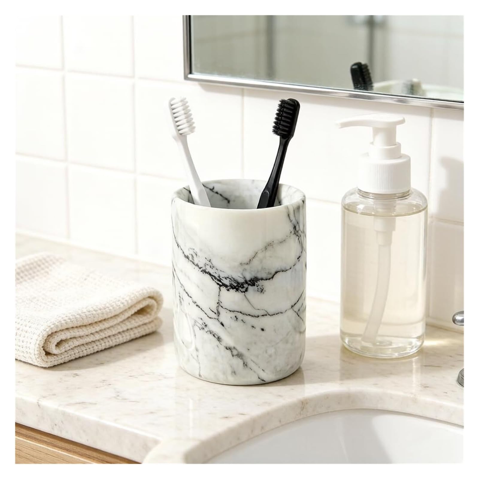Soportes para cepillos de Dientes Portacepillos de Dientes Piedra mármol for el baño Organizador de Accesorios